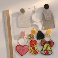 1 Pair Original Design Heart Shape Bell Arylic Mesh Women's Drop Earrings main image 2