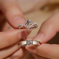 Elegant Crown Copper Inlay Zircon Rings 1 Piece sku image 2