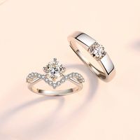 Elegant Crown Copper Inlay Zircon Rings 1 Piece main image 3