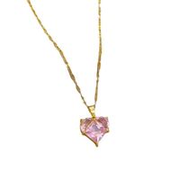 Simple Style Heart Shape Titanium Steel Copper Inlay Zircon Necklace main image 3