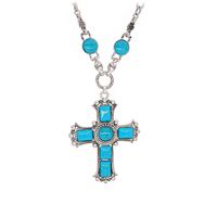 1 Piece Fashion Cross Alloy Inlay Turquoise Women's Pendant Necklace main image 4