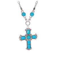 1 Piece Fashion Cross Alloy Inlay Turquoise Women's Pendant Necklace sku image 3
