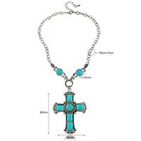 1 Piece Fashion Cross Alloy Inlay Turquoise Women's Pendant Necklace main image 3