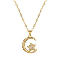 Simple Style Star Stainless Steel Copper Inlay Artificial Diamond Pendant Necklace main image 4