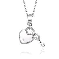 Simple Style Heart Shape Sterling Silver Inlay Zircon Pendant Necklace 1 Piece sku image 1