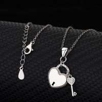 Simple Style Heart Shape Sterling Silver Inlay Zircon Pendant Necklace 1 Piece main image 3