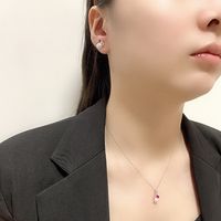 Fashion Geometric Sterling Silver Inlay Pearl Zircon Women's Ear Studs Necklace main image 5