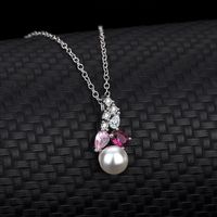 Fashion Geometric Sterling Silver Inlay Pearl Zircon Women's Ear Studs Necklace main image 3