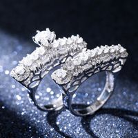 Fashion Round Copper Inlay Zircon Rings 2 Pieces main image 6