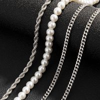 Hip-Hop Round Artificial Pearl Iron Plating Men'S Layered Necklaces main image 5