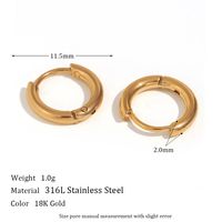 1 Pair Classic Style Round Plating Stainless Steel 18k Gold Plated Earrings sku image 5