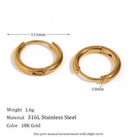 1 Pair Classic Style Round Plating Stainless Steel 18k Gold Plated Earrings sku image 4