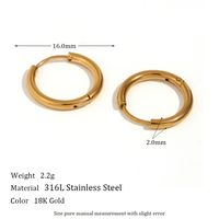 1 Pair Classic Style Round Plating Stainless Steel 18k Gold Plated Earrings sku image 7