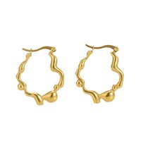 1 Pair Fashion Waves Irregular Stainless Steel 18k Gold Plated Hoop Earrings main image 2