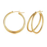 1 Pair Fashion Circle Plating 201 Stainless Steel Gold Plated Earrings sku image 4