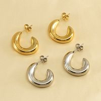 1 Pair Retro U Shape Plating Stainless Steel 18k Gold Plated Ear Studs main image 1
