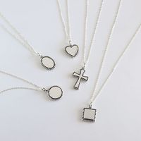 Retro Cross Round Heart Shape Sterling Silver Necklace 1 Piece main image 6