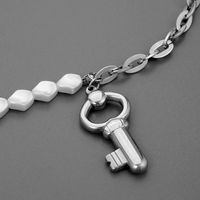 1 Stück Mode Schlüssel Rostfreier Stahl Legierung Perle Überzug Männer Halskette Mit Anhänger sku image 1