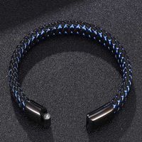 1 Piece Simple Style Solid Color Stainless Steel Leather Metal Couple Bangle main image 3