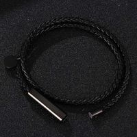 1 Piece Simple Style Solid Color Stainless Steel Leather Metal Unisex Bangle main image 2