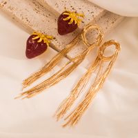 1 Pair Fashion Tassel Strawberry Plating Alloy Opal Gold Plated Earrings main image 1