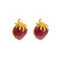 1 Pair Fashion Tassel Strawberry Plating Alloy Opal Gold Plated Earrings sku image 1