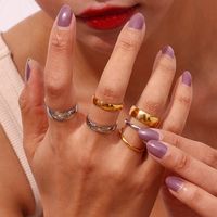 Fashion Solid Color Stainless Steel Plating Rings 1 Piece main image 1