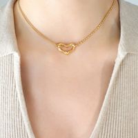 Nihaojewelry Jewelry Wholesale Irregular Peach Heart Pendant Titanium Steel Necklace sku image 2