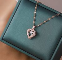Sweet Heart Shape Titanium Steel Inlay Zircon Pendant Necklace 1 Piece sku image 2