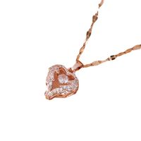 Süss Herzform Titan Stahl Inlay Zirkon Halskette Mit Anhänger 1 Stück main image 2