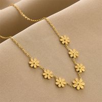 Simple Style Flower Titanium Steel Necklace 1 Piece sku image 1