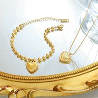 Simple Style Heart Shape Titanium Steel Bracelets Necklace 1 Piece main image 5