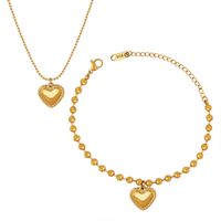 Simple Style Heart Shape Titanium Steel Bracelets Necklace 1 Piece main image 4