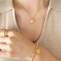 Simple Style Heart Shape Titanium Steel Bracelets Necklace 1 Piece main image 2