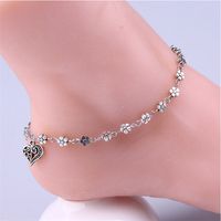 1 Piece Fashion Heart Shape Flower Alloy Plating Hollow Out Women's Anklet main image 6