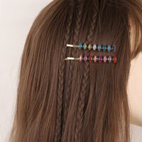 Women's Simple Style Rectangle Metal Plating Inlay Rhinestones Hair Clip main image 3