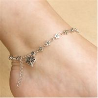 1 Piece Fashion Heart Shape Flower Alloy Plating Hollow Out Women's Anklet main image 4