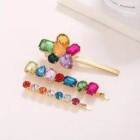 Simple Style Square Water Droplets Metal Plating Inlay Rhinestones Hair Clip 1 Piece main image 3