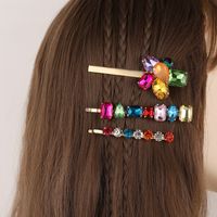 Simple Style Square Water Droplets Metal Plating Inlay Rhinestones Hair Clip 1 Piece main image 2