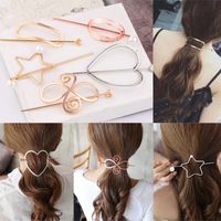 Simple Style Heart Shape Solid Color Alloy Plating Hollow Out Hairpin 1 Piece main image 1