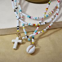 1 Piece Fashion Cross Shell Beaded Pearl Women's Necklace main image 5