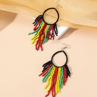 1 Pair Fashion Color Block Alloy Beaded Tassel Women's Earrings main image 1
