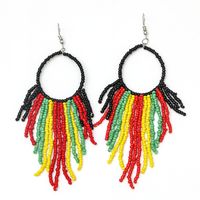 1 Pair Fashion Color Block Alloy Beaded Tassel Women's Earrings sku image 8