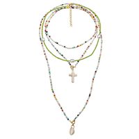 1 Piece Fashion Cross Shell Beaded Pearl Women's Necklace main image 4