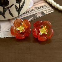 1 Pair Retro Flower Resin Inlay Rhinestones Women's Ear Studs main image 5