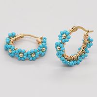 1 Pair Simple Style Flower Glass/colored Glaze Patchwork Women's Earrings sku image 4