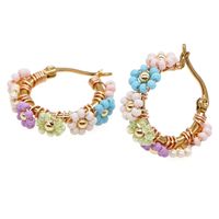 1 Pair Simple Style Flower Glass/colored Glaze Patchwork Women's Earrings sku image 1