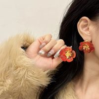 1 Pair Retro Flower Resin Inlay Rhinestones Women's Ear Studs main image 3