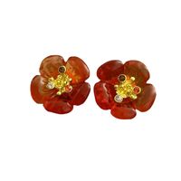 1 Pair Retro Flower Resin Inlay Rhinestones Women's Ear Studs main image 4