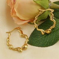 1 Pair Fashion Waves Irregular Stainless Steel 18k Gold Plated Hoop Earrings main image 1